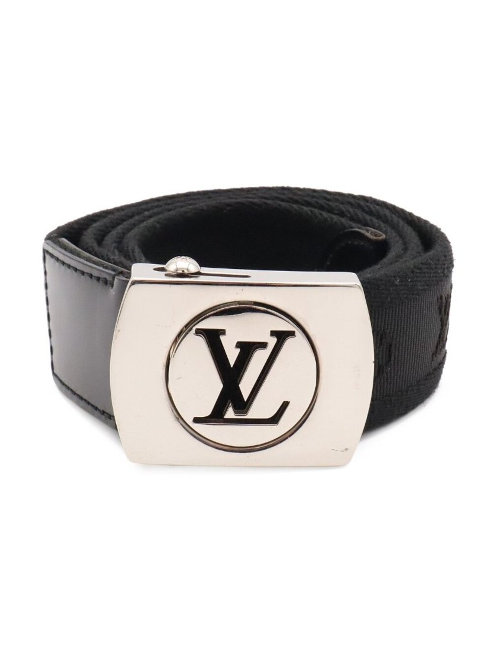 Louis Vuitton Monogram Ceinture LV Fortune Belt Canvas Black Silver 80